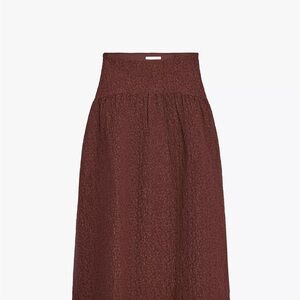 Zara Textured Brown A-Line Skirt